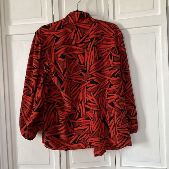 Vintage orange and black blouse.  Size 18.  Removable bow. - Picture 7 of 7